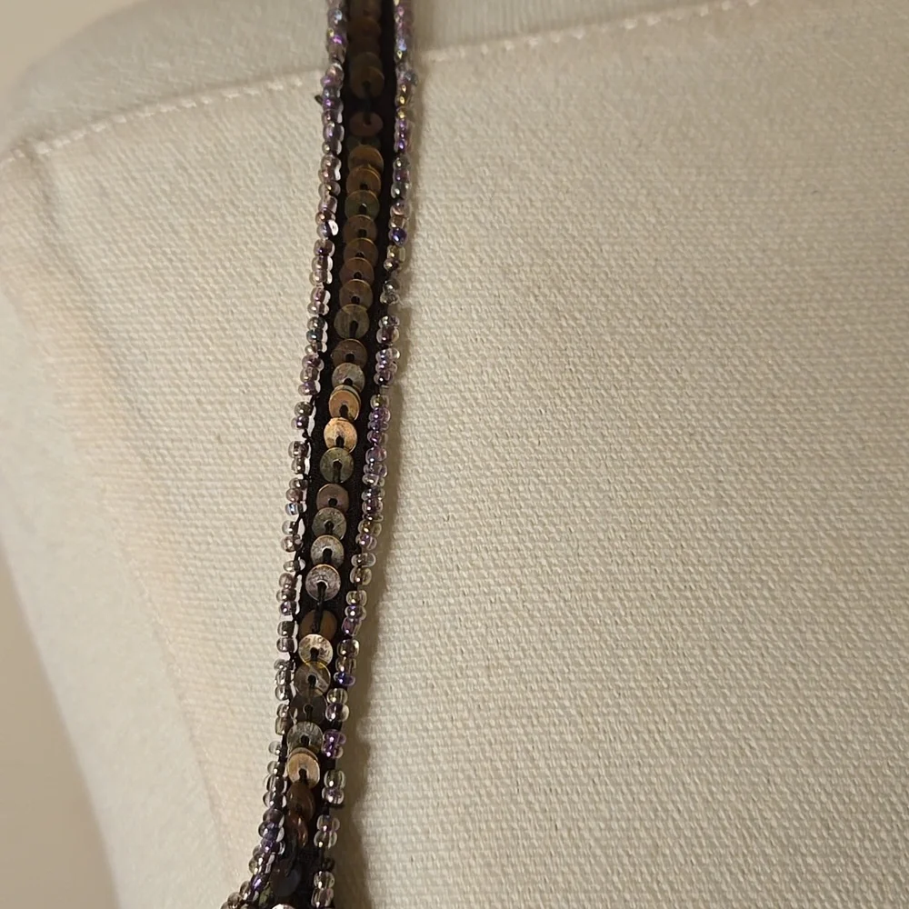 Vintage Papell Boutique Beaded Silk Slip Dress Brown 1920s Gatsby Evening Size 8 - Picture 5 of 10